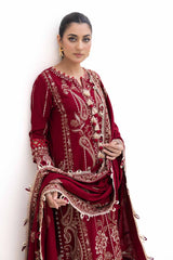 3 Piece Unstitched Embroidered Acrylic Suit with Embroidered Acrylic Dupatta AP-42009