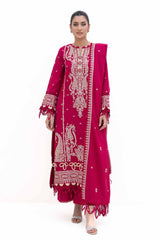 3 Piece Unstitched Embroidered Acrylic Suit with Embroidered Acrylic Dupatta AP-42014