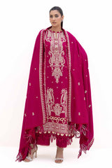 3 Piece Unstitched Embroidered Acrylic Suit with Embroidered Acrylic Dupatta AP-42014