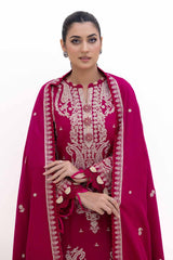 3 Piece Unstitched Embroidered Acrylic Suit with Embroidered Acrylic Dupatta AP-42014
