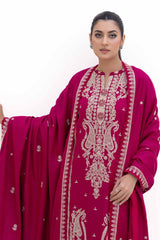 3 Piece Unstitched Embroidered Acrylic Suit with Embroidered Acrylic Dupatta AP-42014