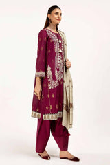 3 Piece Unstitched Embroidered Jacquard Suit with Embroidered Pashmina Dupatta AP-42019