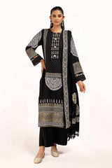 3 Piece Unstitched Gold and Lacquer Printed Arcylic Suit with Embroidered Lacquer Pashmina Dupatta AP-42021