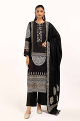3 Piece Unstitched Gold and Lacquer Printed Arcylic Suit with Embroidered Lacquer Pashmina Dupatta AP-42021