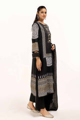 3 Piece Unstitched Gold and Lacquer Printed Arcylic Suit with Embroidered Lacquer Pashmina Dupatta AP-42021