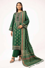 3 Piece Unstitched Gold and Lacquer Printed Suit with Gold and Lacquer Printed Acrylic Dupatta AP-42028