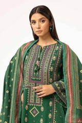 3 Piece Unstitched Gold and Lacquer Printed Suit with Gold and Lacquer Printed Acrylic Dupatta AP-42028