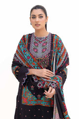 3 Piece Unstitched Printed Khaddar Suit with Printed Pashmina Dupatta AP-42030