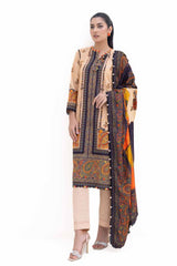 3 Piece Unstitched Printed Khaddar Suit with Printed Pashmina Dupatta AP-42031