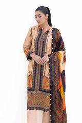 3 Piece Unstitched Printed Khaddar Suit with Printed Pashmina Dupatta AP-42031