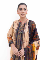 3 Piece Unstitched Printed Khaddar Suit with Printed Pashmina Dupatta AP-42031