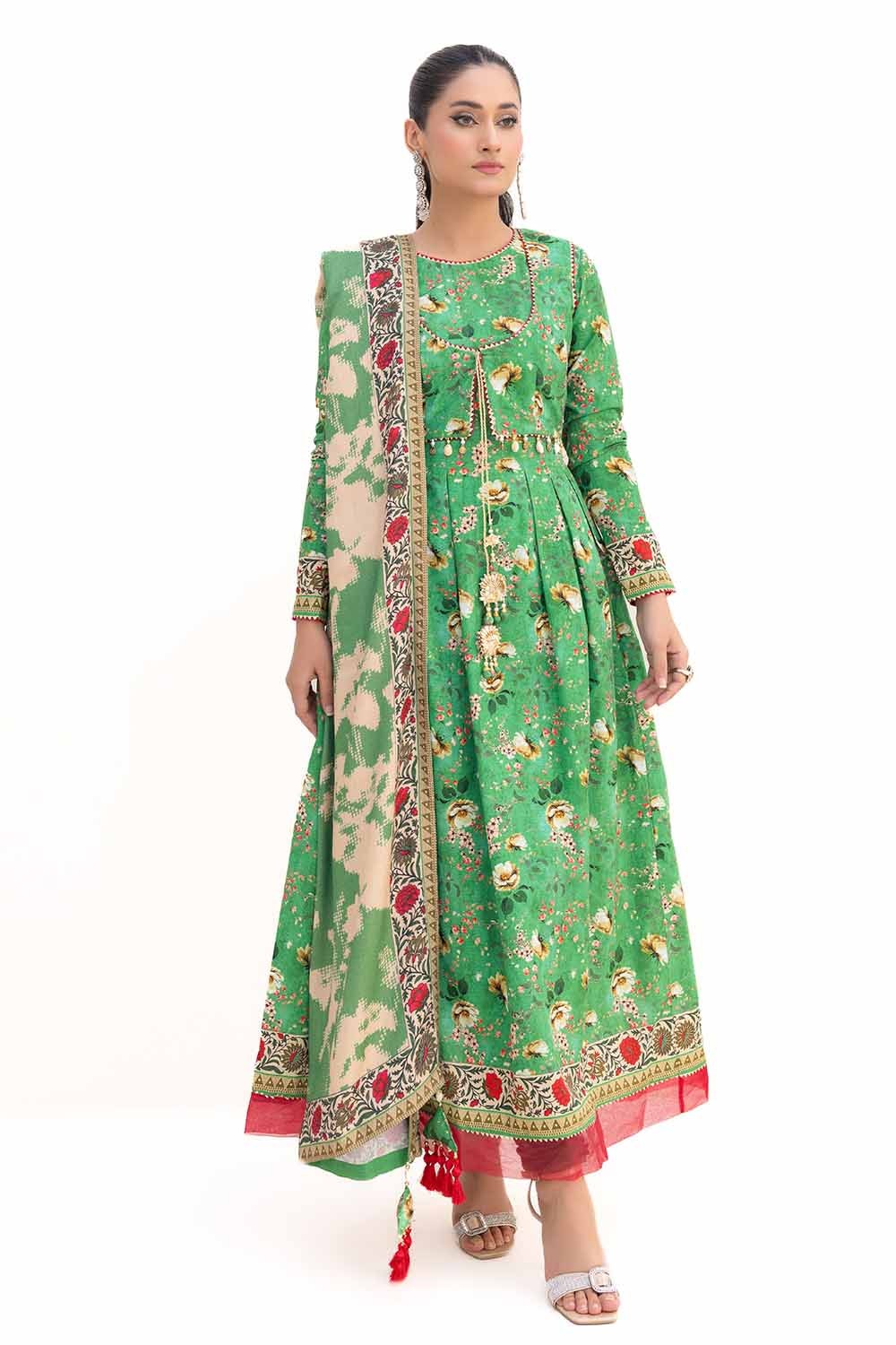 3 Piece Unstitched Printed Khaddar Suit with Printed Pashmina Dupatta AP-42036