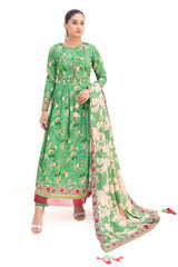3 Piece Unstitched Printed Khaddar Suit with Printed Pashmina Dupatta AP-42036