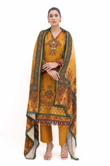 3 Piece Unstitched Printed Khaddar Suit with Printed Pashmina Dupatta AP-42037