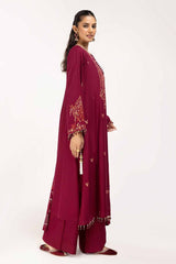 3 Piece Unstitched Embroidered Acrylic Suit with Gold and Lacquer Printed Acrylic Dupatta AP-42043