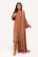 3 Piece Unstitched Embroidered Karandi Suit with Embroidered Karandi Dupatta AY-42005