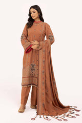 3 Piece Unstitched Embroidered Karandi Suit with Embroidered Karandi Dupatta AY-42005