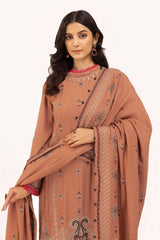 3 Piece Unstitched Embroidered Karandi Suit with Embroidered Karandi Dupatta AY-42005