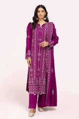 3 Piece Unstitched Embroidered Karandi Suit with Embroidered Karandi Dupatta AY-42009