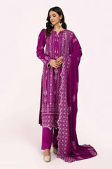 3 Piece Unstitched Embroidered Karandi Suit with Embroidered Karandi Dupatta AY-42009