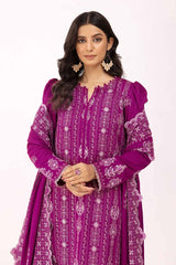 3 Piece Unstitched Embroidered Karandi Suit with Embroidered Karandi Dupatta AY-42009