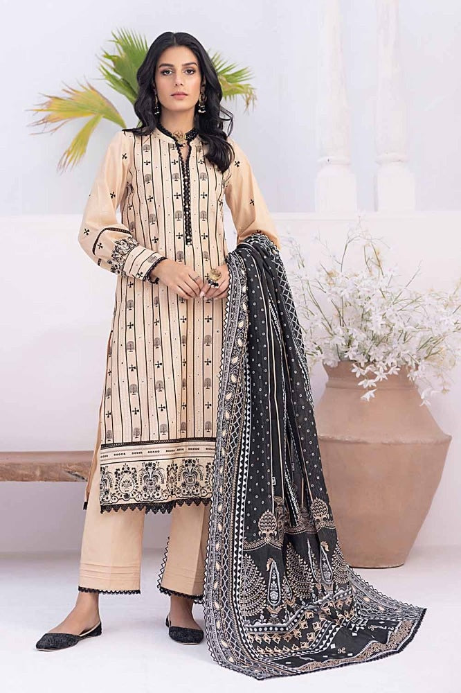 3 Piece Printed Embroidered Lawn Unstitched Suit B-42003