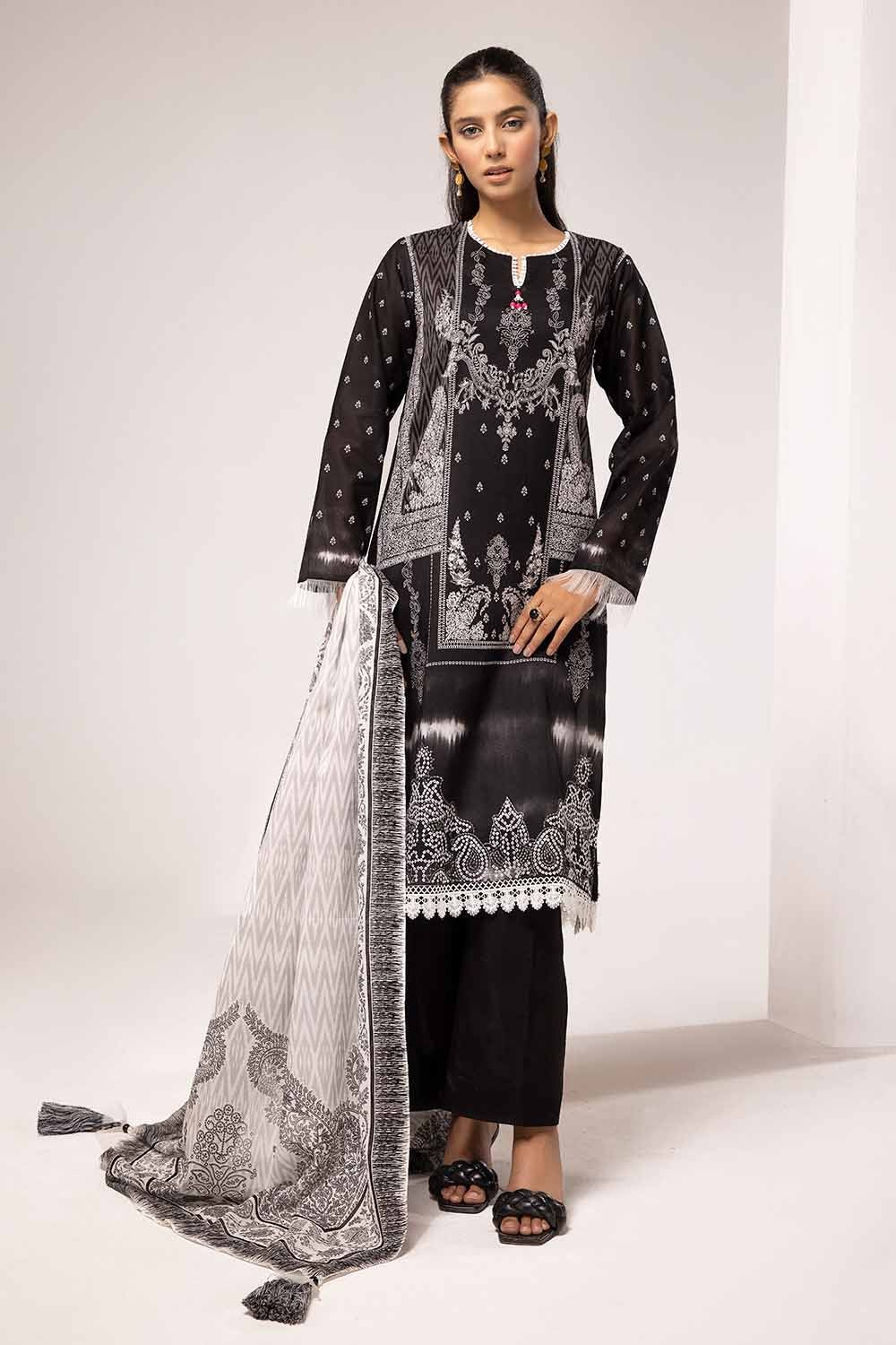 3 Piece Unstitched Embroidered Lawn Suit B-42017