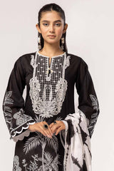 3 Piece Unstitched Embroidered Lawn Suit B-42025