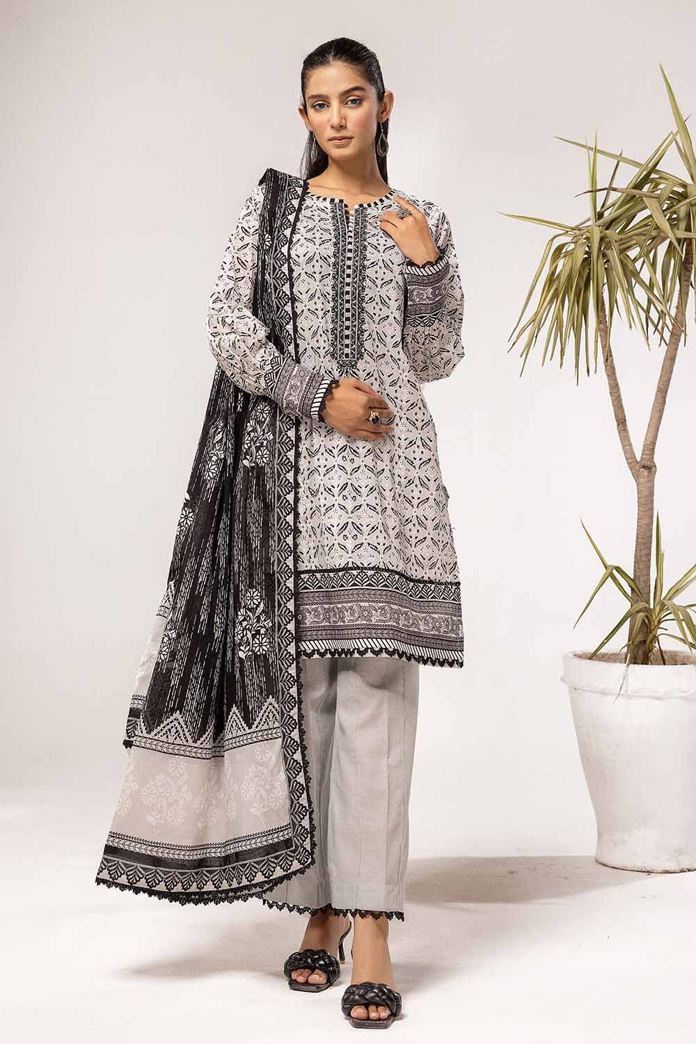 3 Piece Unstitched Embroidered Lawn Suit B-42028