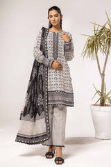 3 Piece Unstitched Embroidered Lawn Suit B-42028