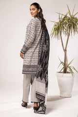 3 Piece Unstitched Embroidered Lawn Suit B-42028