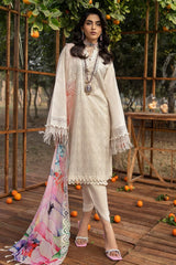 3 Piece Embroidered Lawn Unstitched Suit with Embroidered Printed Chiffon Dupatta BCT-42001