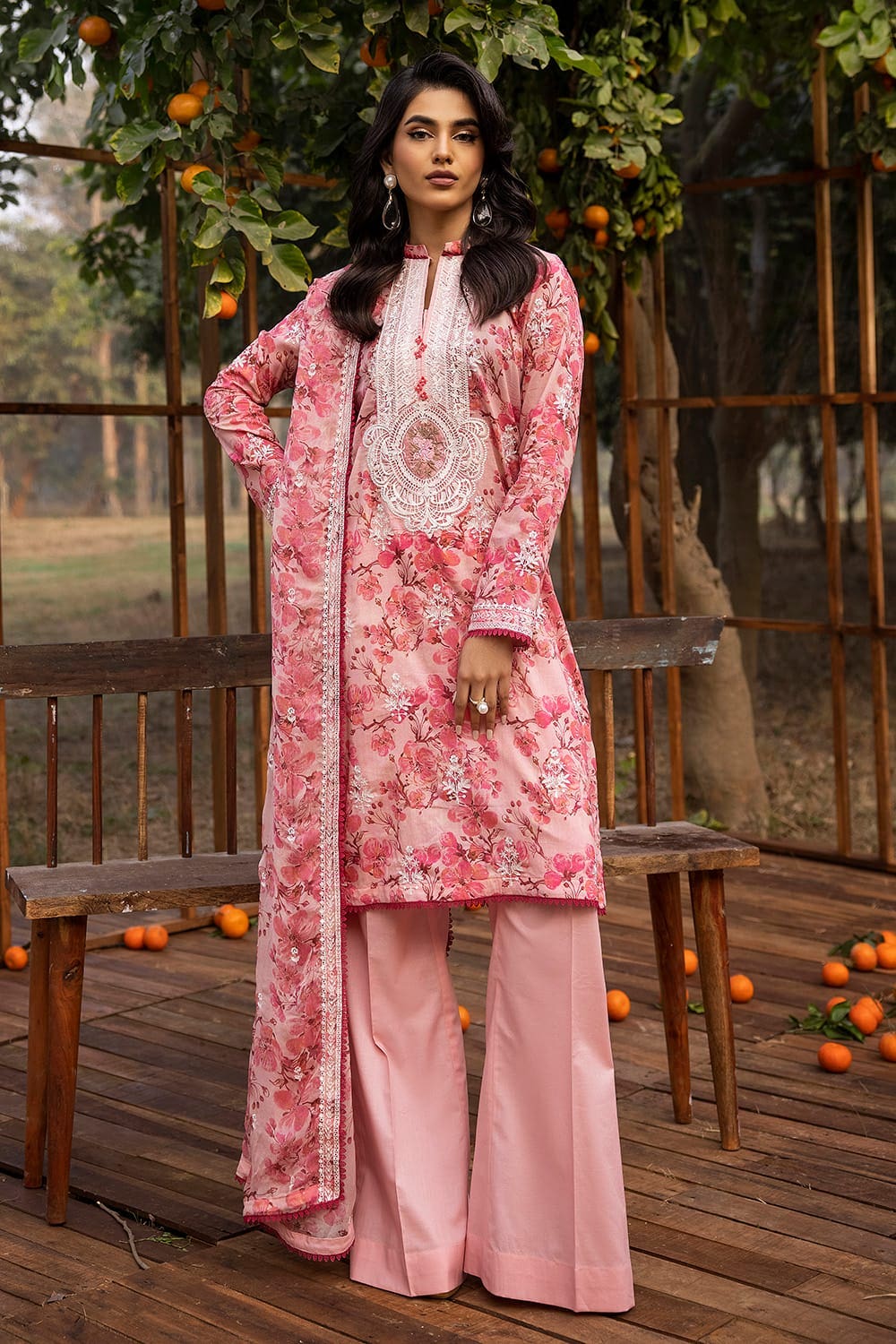 3 Piece Embroidered Printed Lawn Unstitched Suit with Embroidered Printed Chiffon Dupatta BCT-42003