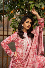 3 Piece Embroidered Printed Lawn Unstitched Suit with Embroidered Printed Chiffon Dupatta BCT-42003