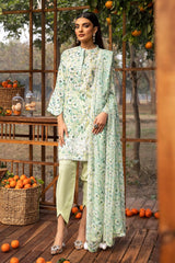 3 Piece Embroidered Printed Lawn Unstitched Suit with Embroidered Printed Chiffon Dupatta BCT-42005