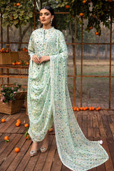 3 Piece Embroidered Printed Lawn Unstitched Suit with Embroidered Printed Chiffon Dupatta BCT-42005