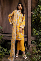 3 Piece Embroidered Printed Lawn Unstitched Suit with Embroidered Printed Chiffon Dupatta BCT-42008