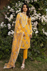 3 Piece Embroidered Printed Lawn Unstitched Suit with Embroidered Printed Chiffon Dupatta BCT-42008