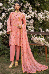 3 Piece Printed Lawn Unstitched Suit with Chiffon Dupatta BM-42002