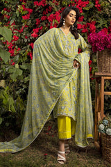 3 Piece Printed Lawn Unstitched Suit with Chiffon Dupatta BM-42003