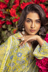 3 Piece Printed Lawn Unstitched Suit with Chiffon Dupatta BM-42003