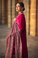 3 Piece Embroidered Printed Lawn Unstitched Suit with Gold Lacquer Printed Chiffon Dupatta BM-42005