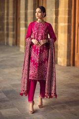 3 Piece Embroidered Printed Lawn Unstitched Suit with Gold Lacquer Printed Chiffon Dupatta BM-42005