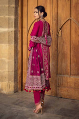 3 Piece Embroidered Printed Lawn Unstitched Suit with Gold Lacquer Printed Chiffon Dupatta BM-42005
