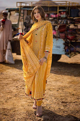 3 Piece Embroidered Printed Lawn Unstitched Suit with Gold Lacquer Printed Chiffon Dupatta BM-42007