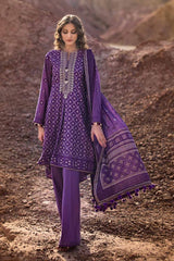 3 Piece Embroidered Printed Lawn Unstitched Suit with Gold Lacquer Printed Chiffon Dupatta BM-42008