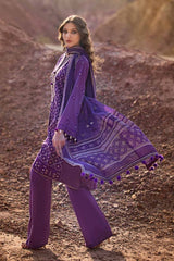 3 Piece Embroidered Printed Lawn Unstitched Suit with Gold Lacquer Printed Chiffon Dupatta BM-42008