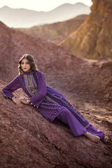 3 Piece Embroidered Printed Lawn Unstitched Suit with Gold Lacquer Printed Chiffon Dupatta BM-42008