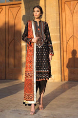 3 Piece Embroidered Printed Lawn Unstitched Suit with Gold Lacquer Printed Chiffon Dupatta BM-42011