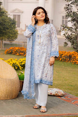 3 Piece Printed Lawn Unstitched Suit with Chiffon Dupatta BM-42015